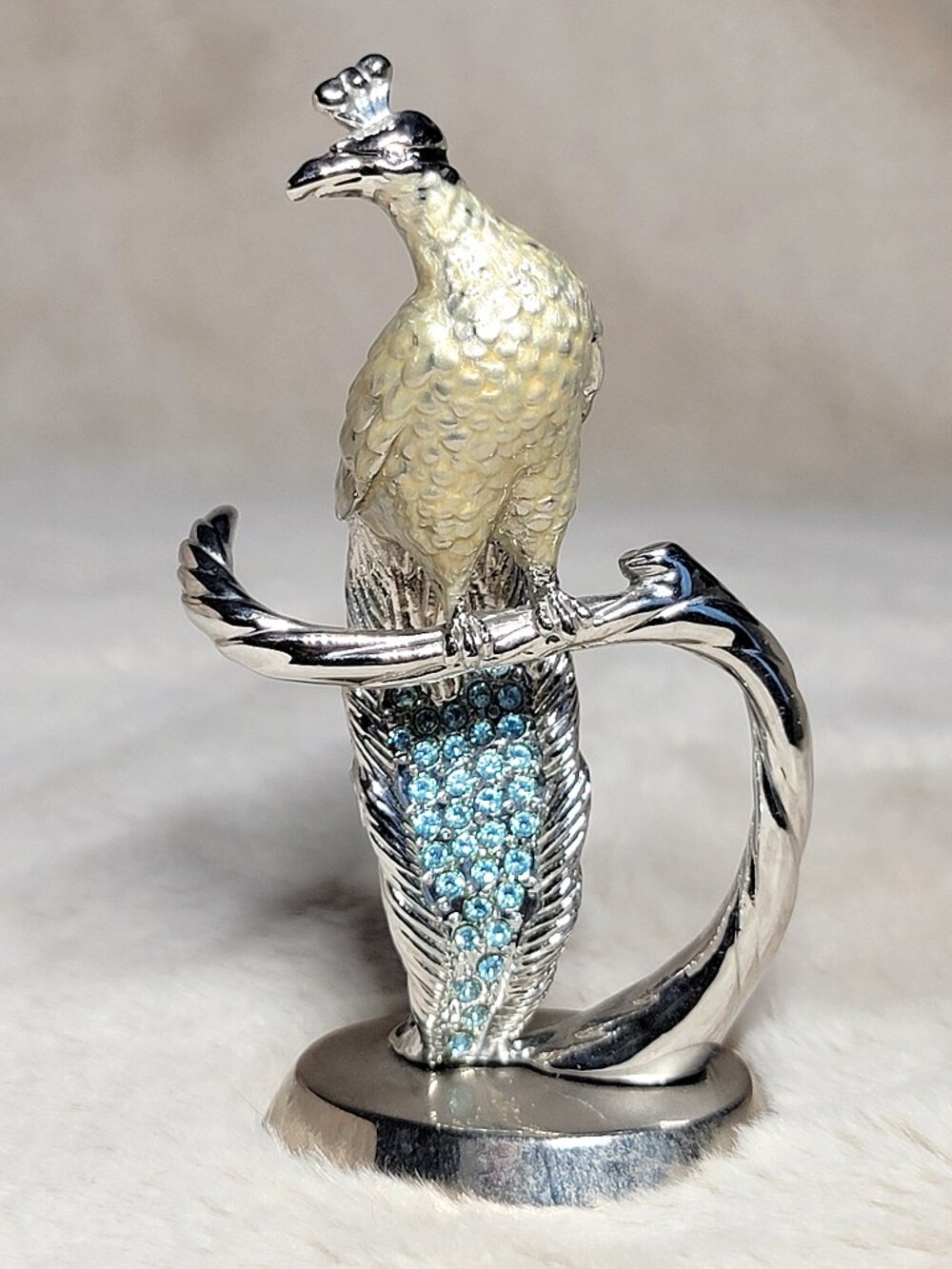 VTG Juju Palais Royal Swarovski Crystal Rhinestones Metal Peacock Figurine #D